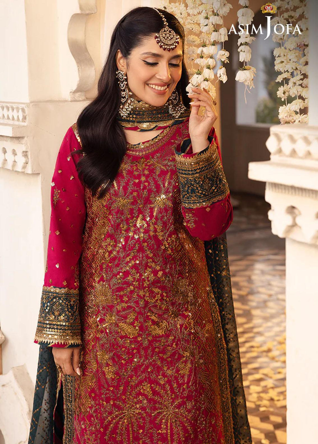 Shehnai By Asim Jofa Embroidered Raw silk Suits Unstitched 3 Piece AJ24SH AJSH-19 - Festive Collection