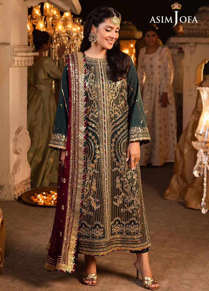 Shehnai By Asim Jofa Embroidered Raw silk Suits Unstitched 3 Piece AJ24SH AJSH-20 - Festive Collection