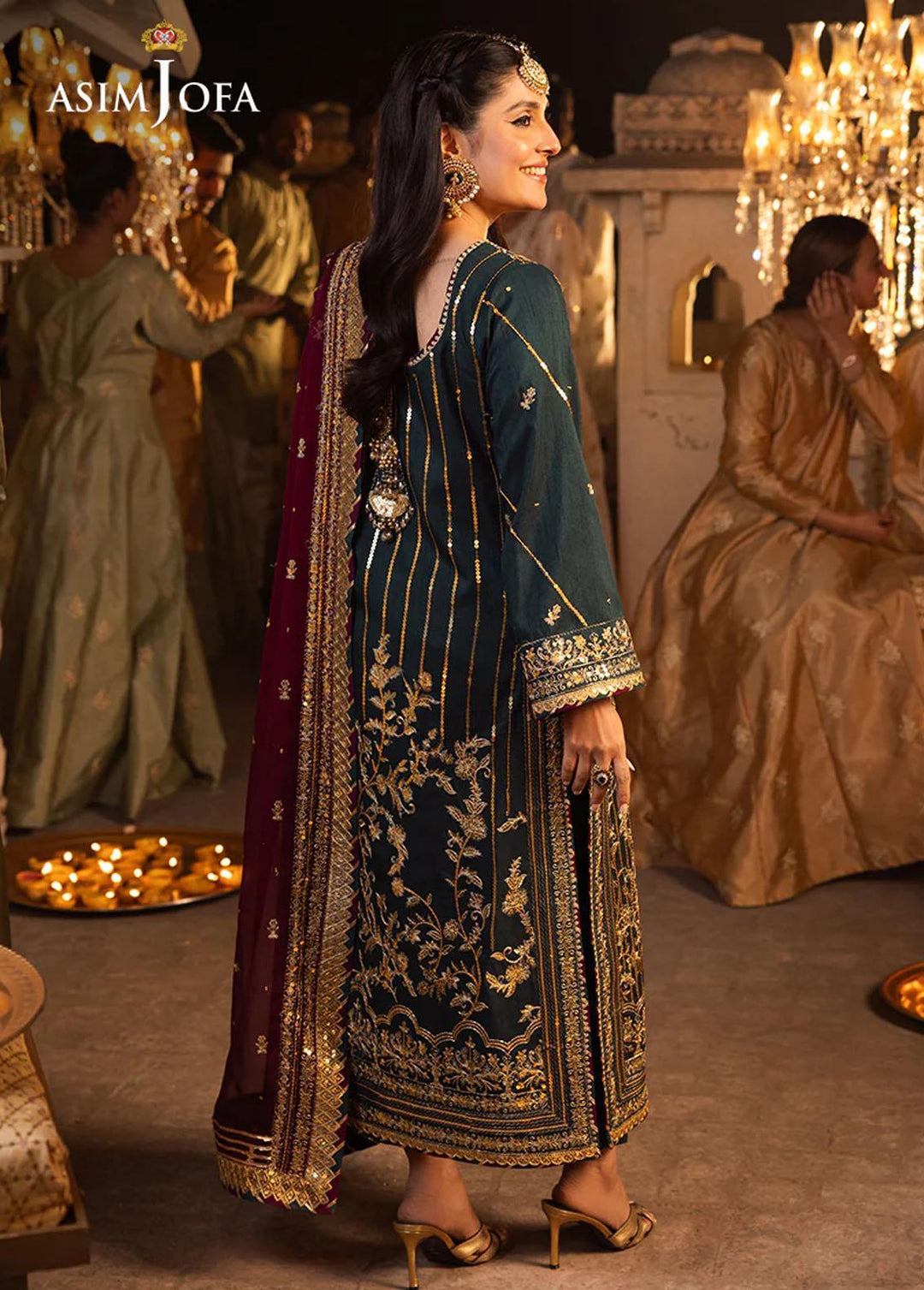 Shehnai By Asim Jofa Embroidered Raw silk Suits Unstitched 3 Piece AJ24SH AJSH-20 - Festive Collection