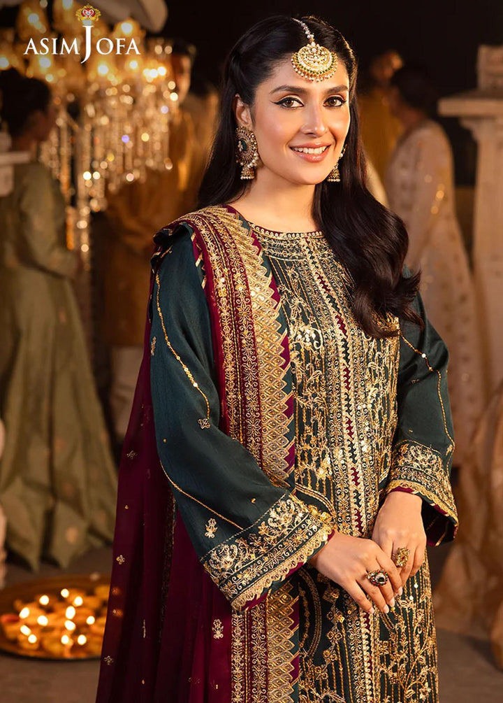 Shehnai By Asim Jofa Embroidered Raw silk Suits Unstitched 3 Piece AJ24SH AJSH-20 - Festive Collection