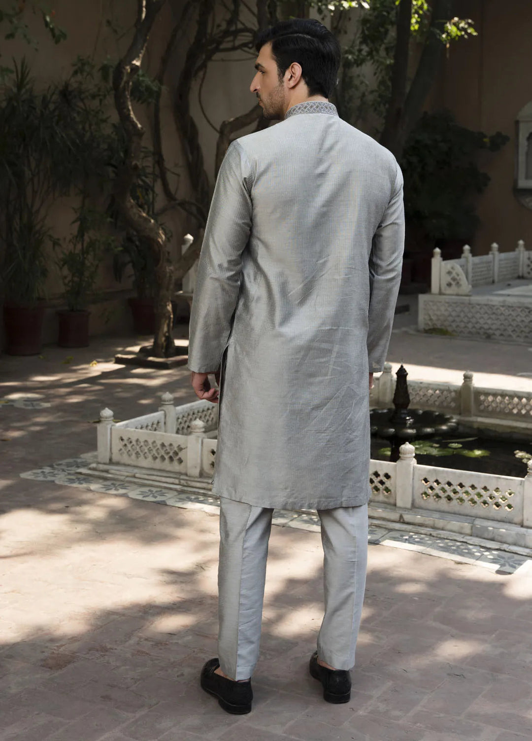 Shehnai by Fabrich Embroidered Cotton Silk Suit Unstitched 2 Piece GTS-SS-011 -Mens Collection