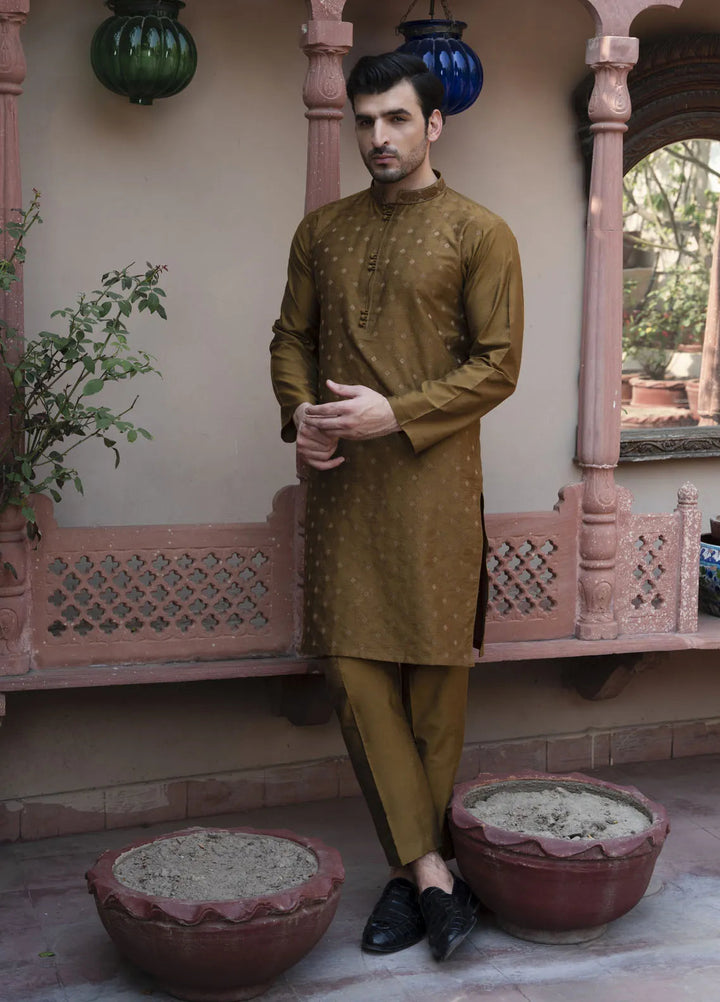 Shehnai by Fabrich Embroidered Cotton Silk Suit Unstitched 2 Piece GTS-SS-012 -Mens Collection