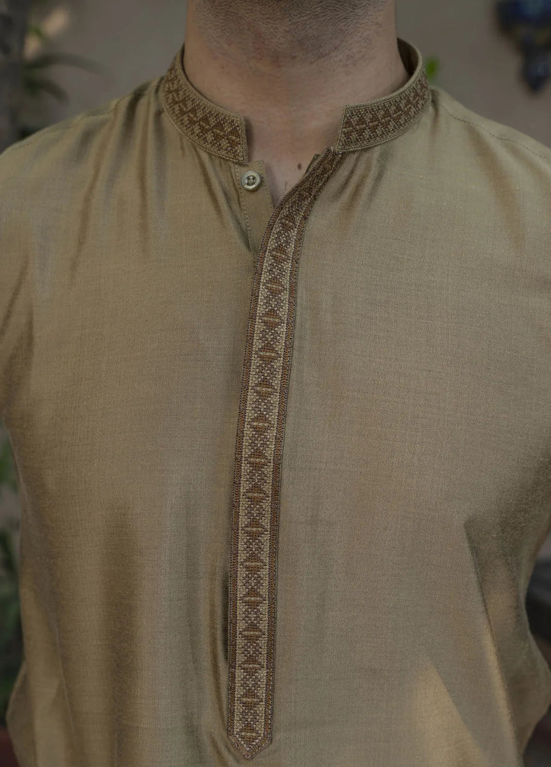 Shehnai by Fabrich Embroidered Cotton Silk Suit Unstitched 2 Piece GTS-SS-014 -Mens Collection