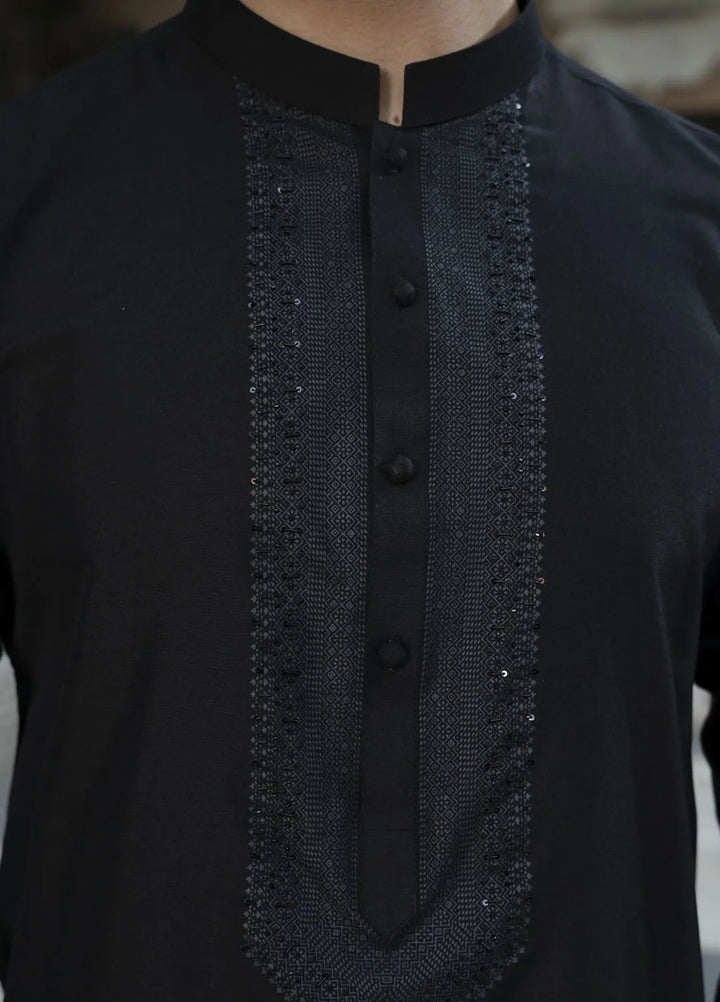 Shehnai by Fabrich Embroidered Cotton Silk Suit Unstitched 2 Piece GTS-SS-015 -Mens Collection