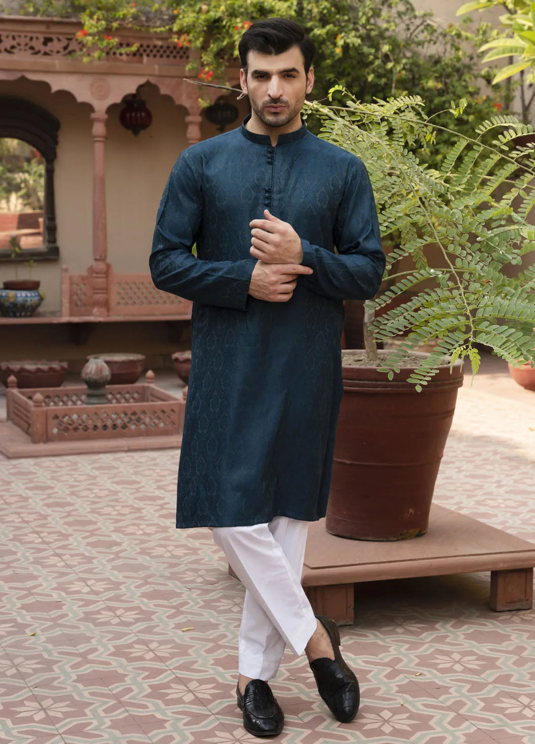 Shehnai by Fabrich Embroidered Cotton Jacquard Suit Unstitched 2 Piece GTS-SK-006 -Mens Collection