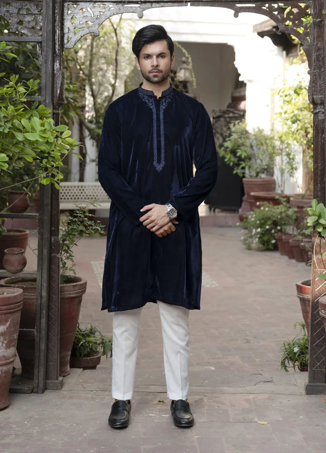 Shehnai by Fabrich Embroidered Velvet Suit Unstitched 2 Piece GTS-SK-007 -Mens Collection