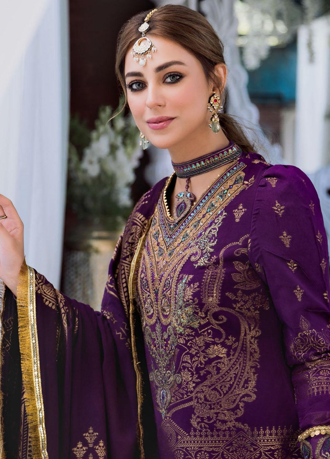 Shehnai by Motifz Embroidered Jacquard Suits Unstitched 3 Piece MT22SH MWU0 3140-999-Balsam - Wedding Collection