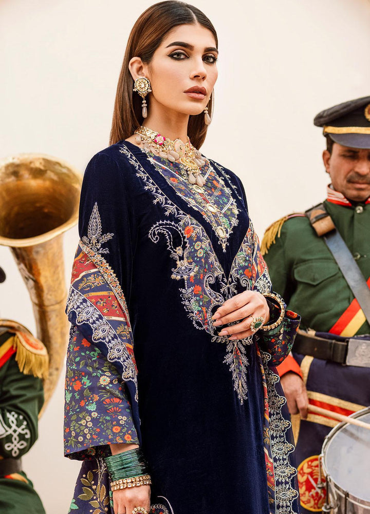 Shehnai By Nureh Embroidered Velvet Suits Unstitched 3 Piece NU22SH NV-21 - Luxury Velvet Collection