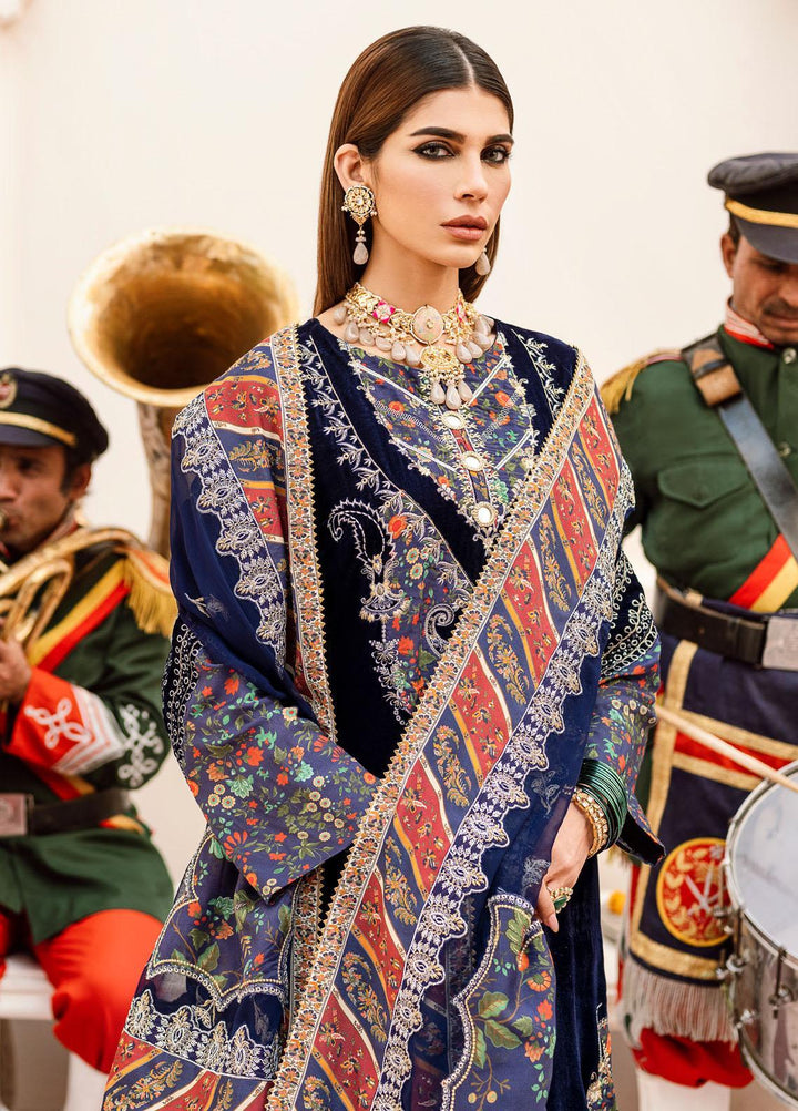 Shehnai By Nureh Embroidered Velvet Suits Unstitched 3 Piece NU22SH NV-21 - Luxury Velvet Collection