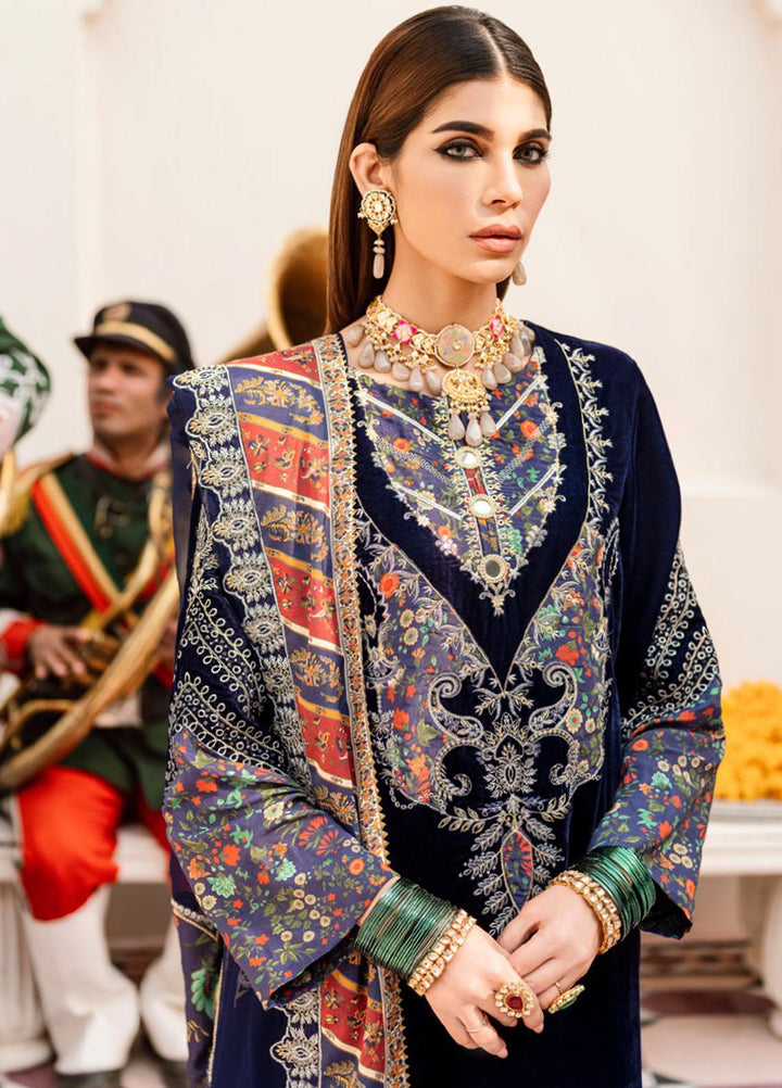 Shehnai By Nureh Embroidered Velvet Suits Unstitched 3 Piece NU22SH NV-21 - Luxury Velvet Collection