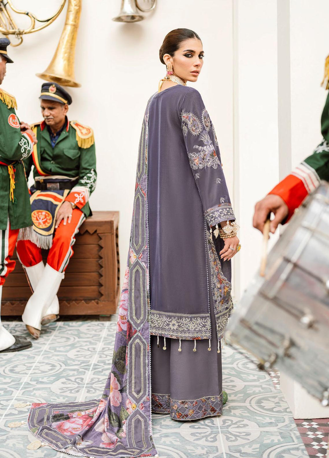 Shehnai By Nureh Embroidered Velvet Suits Unstitched 3 Piece NU22SH NV-22 - Luxury Velvet Collection