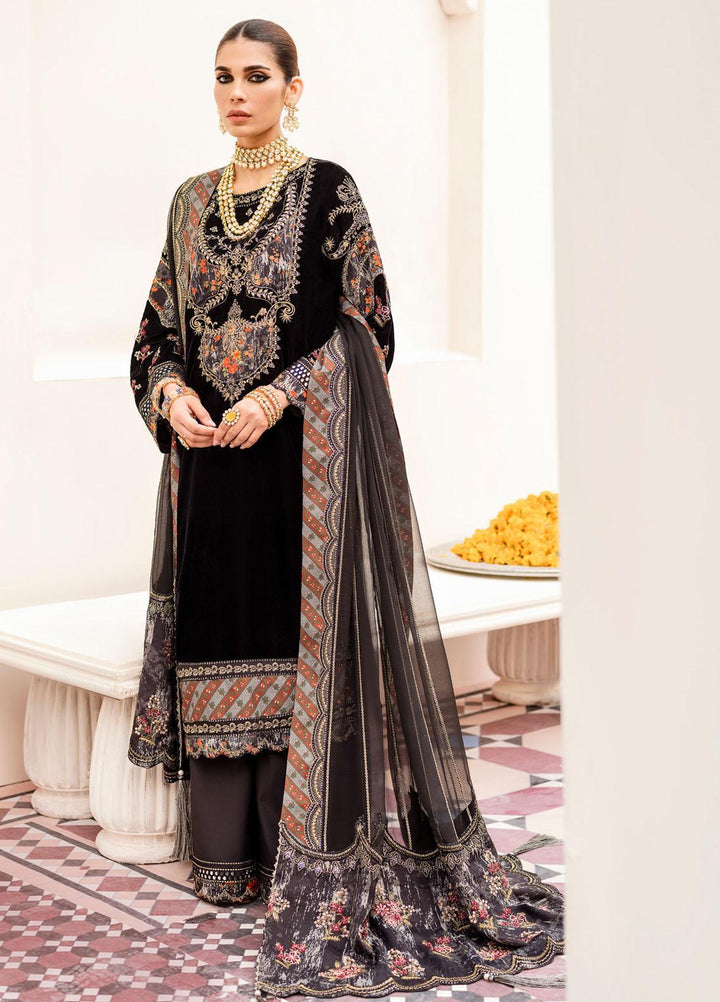 Shehnai By Nureh Embroidered Velvet Suits Unstitched 3 Piece NU22SH NV-23 - Luxury Velvet Collection