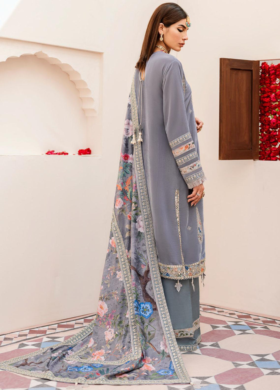 Shehnai By Nureh Embroidered Velvet Suits Unstitched 3 Piece NU22SH NV-25 - Luxury Velvet Collection