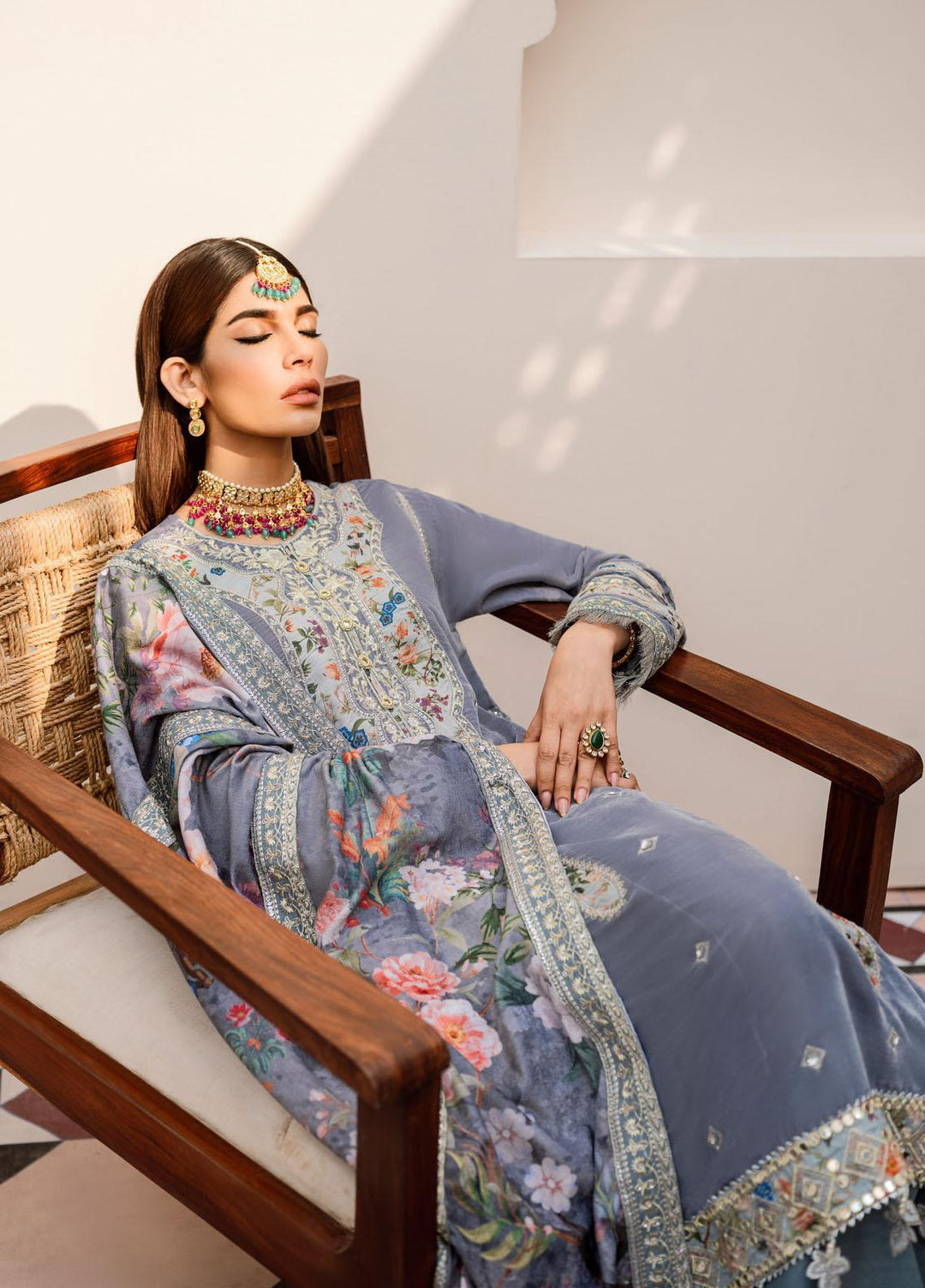 Shehnai By Nureh Embroidered Velvet Suits Unstitched 3 Piece NU22SH NV-25 - Luxury Velvet Collection