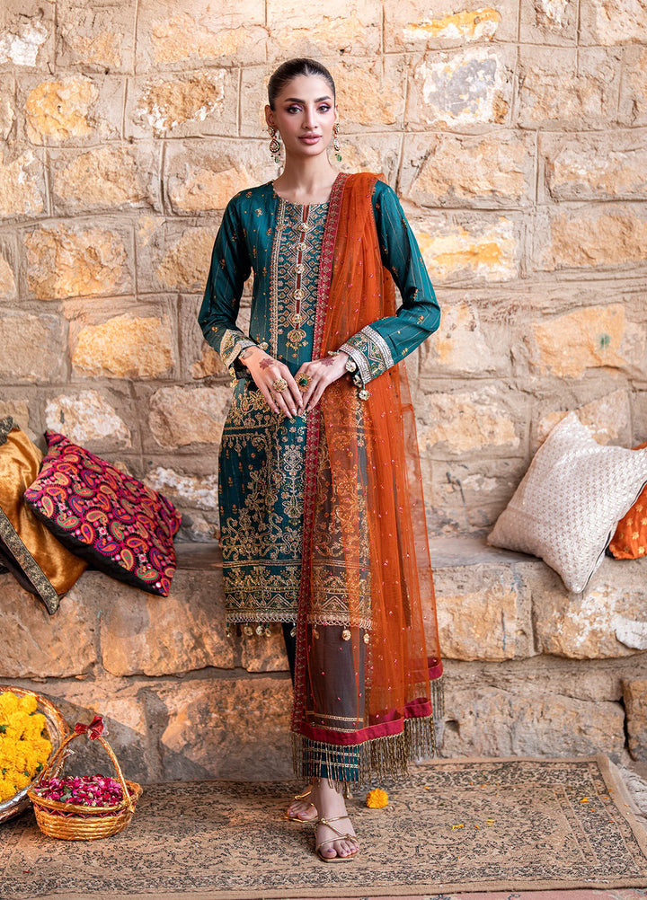 Shehnai by Salitex Embroidered Cotton Net Suits Unstitched 3 Piece SUNW6NO014UT - Festive Collection