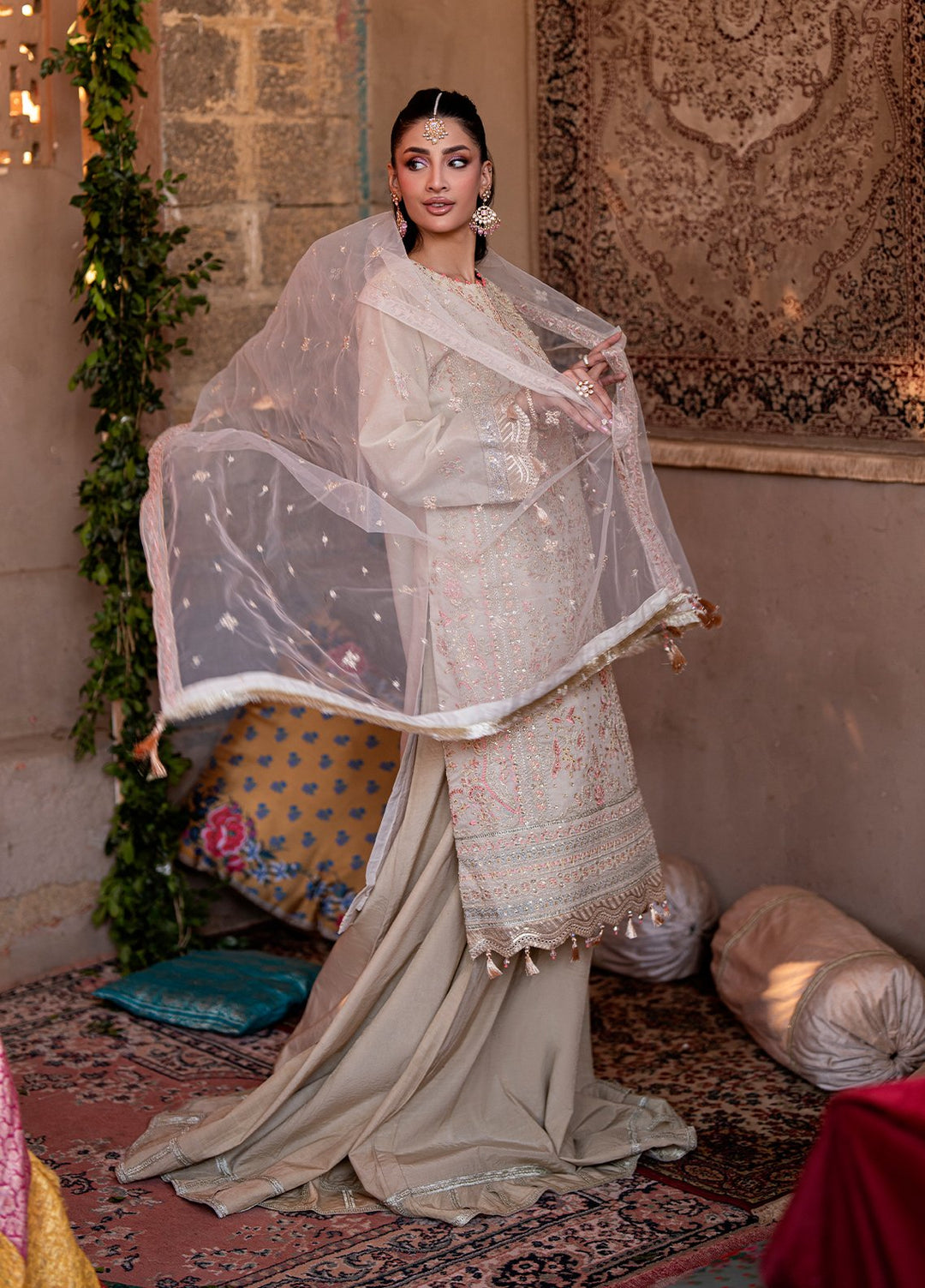 Shehnai by Salitex Embroidered Cotton Net Suits Unstitched 3 Piece SUNW6NO016UT - Festive Collection