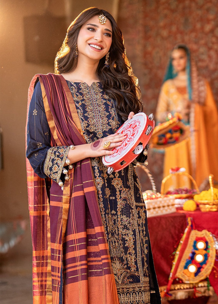 Shehnai by Salitex Embroidered Cotton Net Suits Unstitched 3 Piece SUNW6NO023UT - Festive Collection