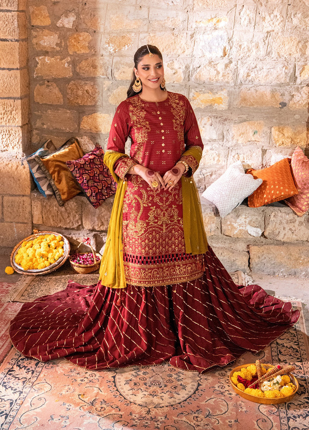 Shehnai by Salitex Embroidered Cotton Net Suits Unstitched 3 Piece SUNW6NO024UT - Festive Collection