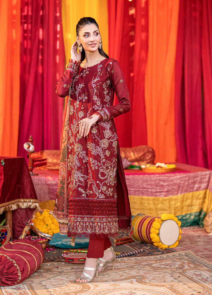 Shehnai by Salitex Embroidered Cotton Net Suits Unstitched 3 Piece SUNW6NO036UT - Festive Collection