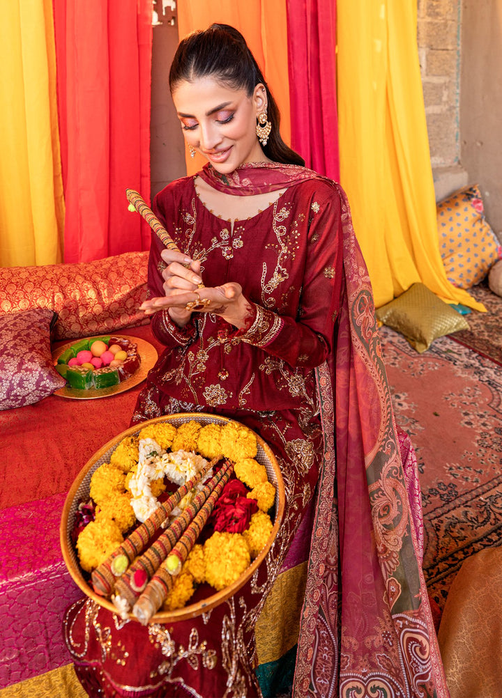 Shehnai by Salitex Embroidered Cotton Net Suits Unstitched 3 Piece SUNW6NO036UT - Festive Collection