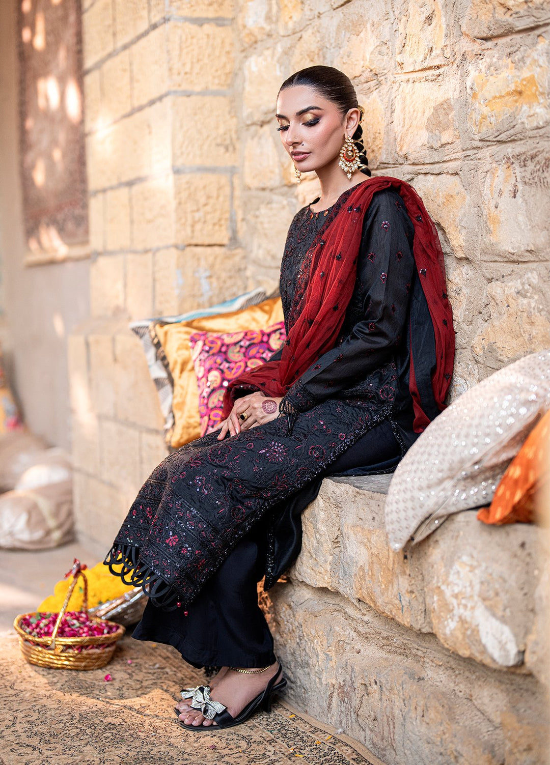 Shehnai by Salitex Embroidered Cotton Silk Suits Unstitched 3 Piece SUNW6NO017UT - Festive Collection