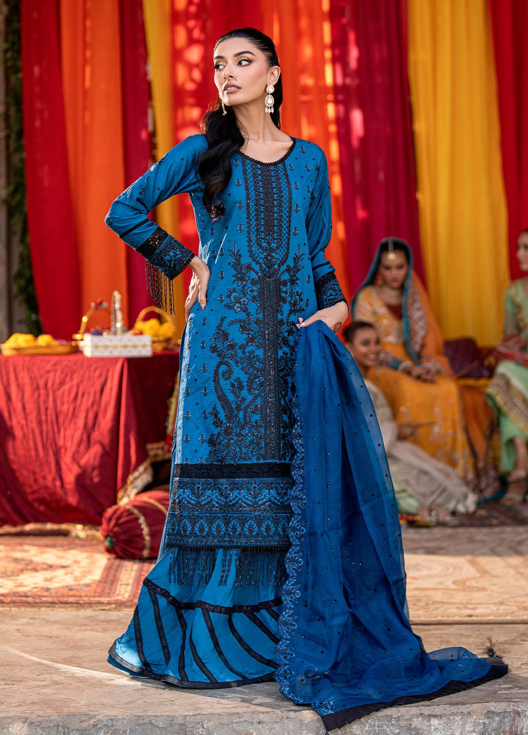 Shehnai by Salitex Embroidered Cotton Silk Suits Unstitched 3 Piece SUNW6NO018UT - Festive Collection