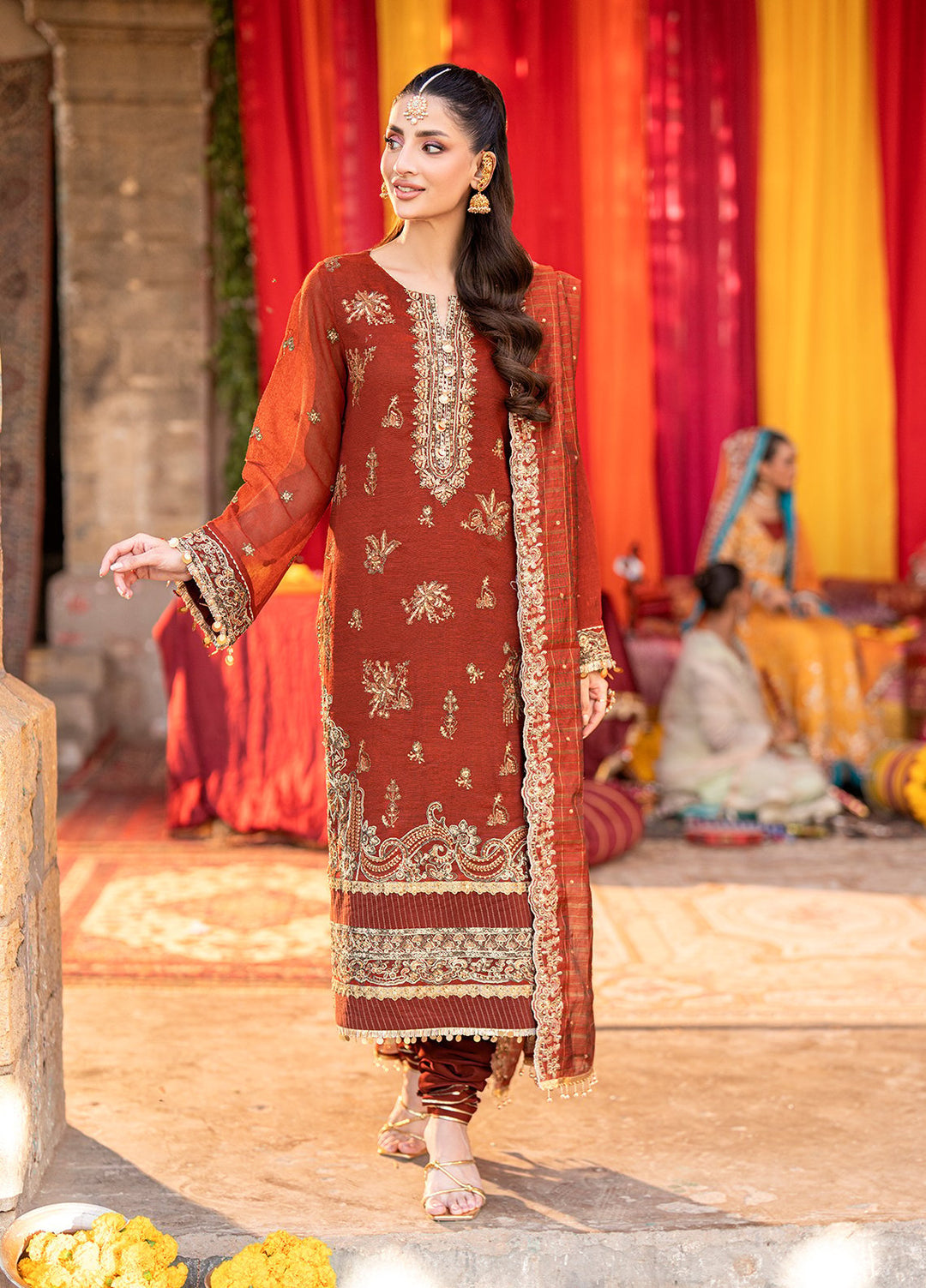 Shehnai by Salitex Embroidered Khaddi Net Suits Unstitched 3 Piece SUNW6JI037UT - Festive Collection
