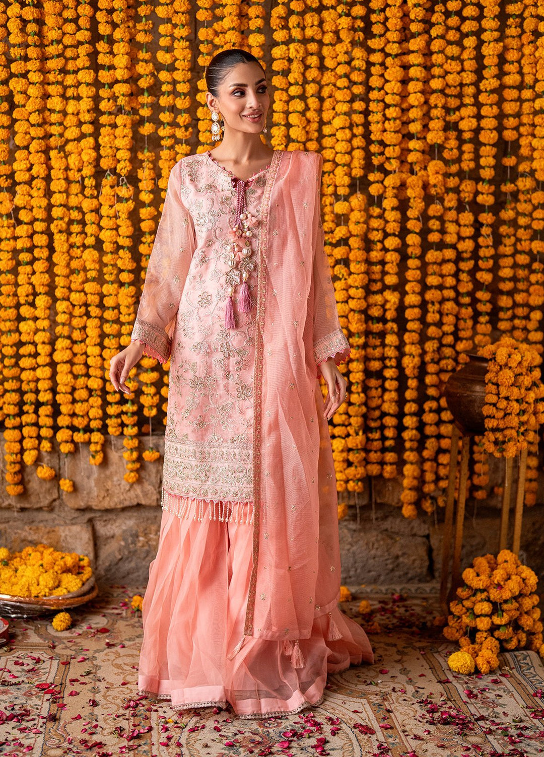 Shehnai by Salitex Embroidered Khaddi Net Suits Unstitched 3 Piece SUNW6JI046UT - Festive Collection