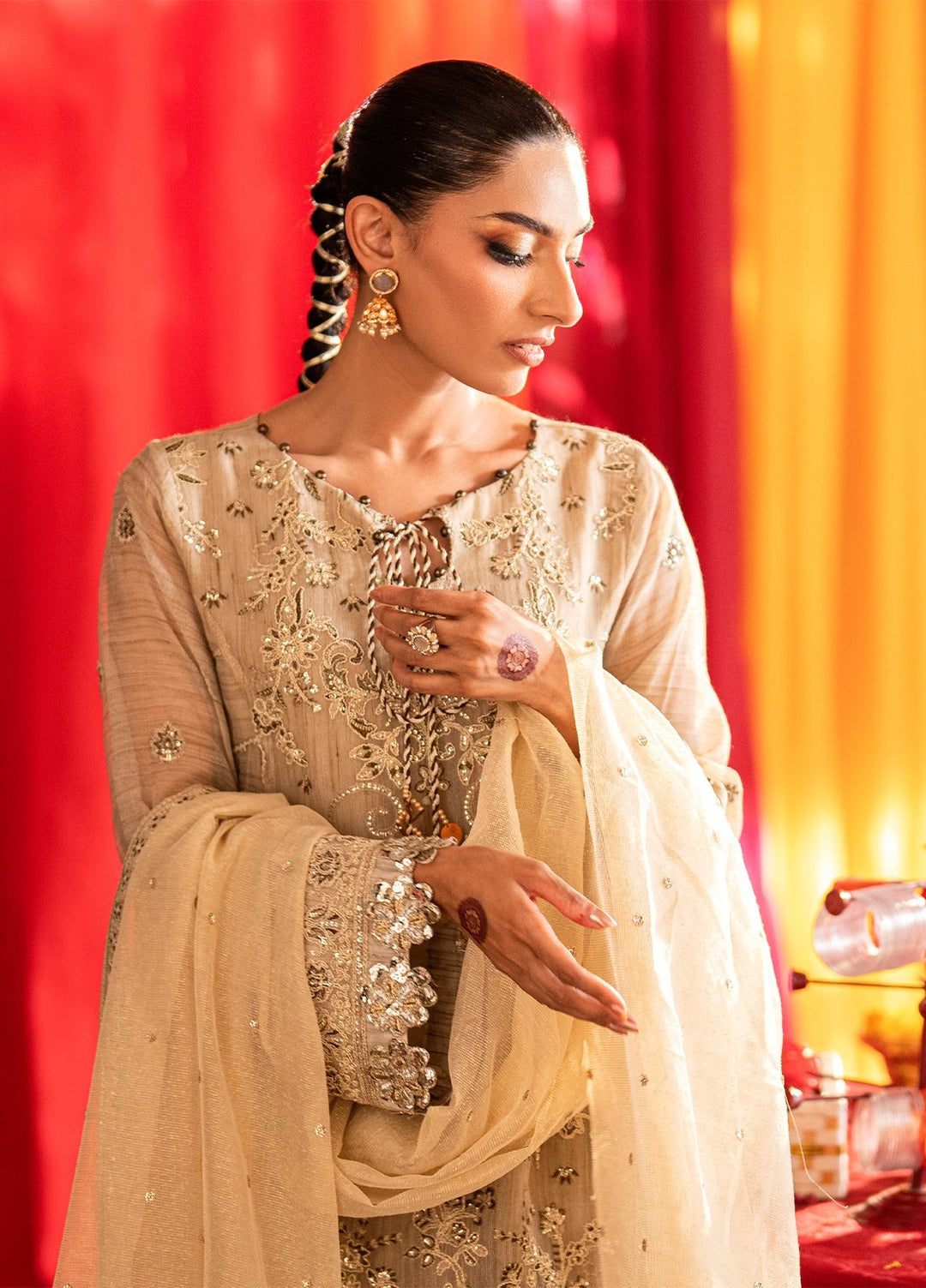 Shehnai by Salitex Embroidered Khaddi Net Suits Unstitched 3 Piece SUNW6JI048UT - Festive Collection
