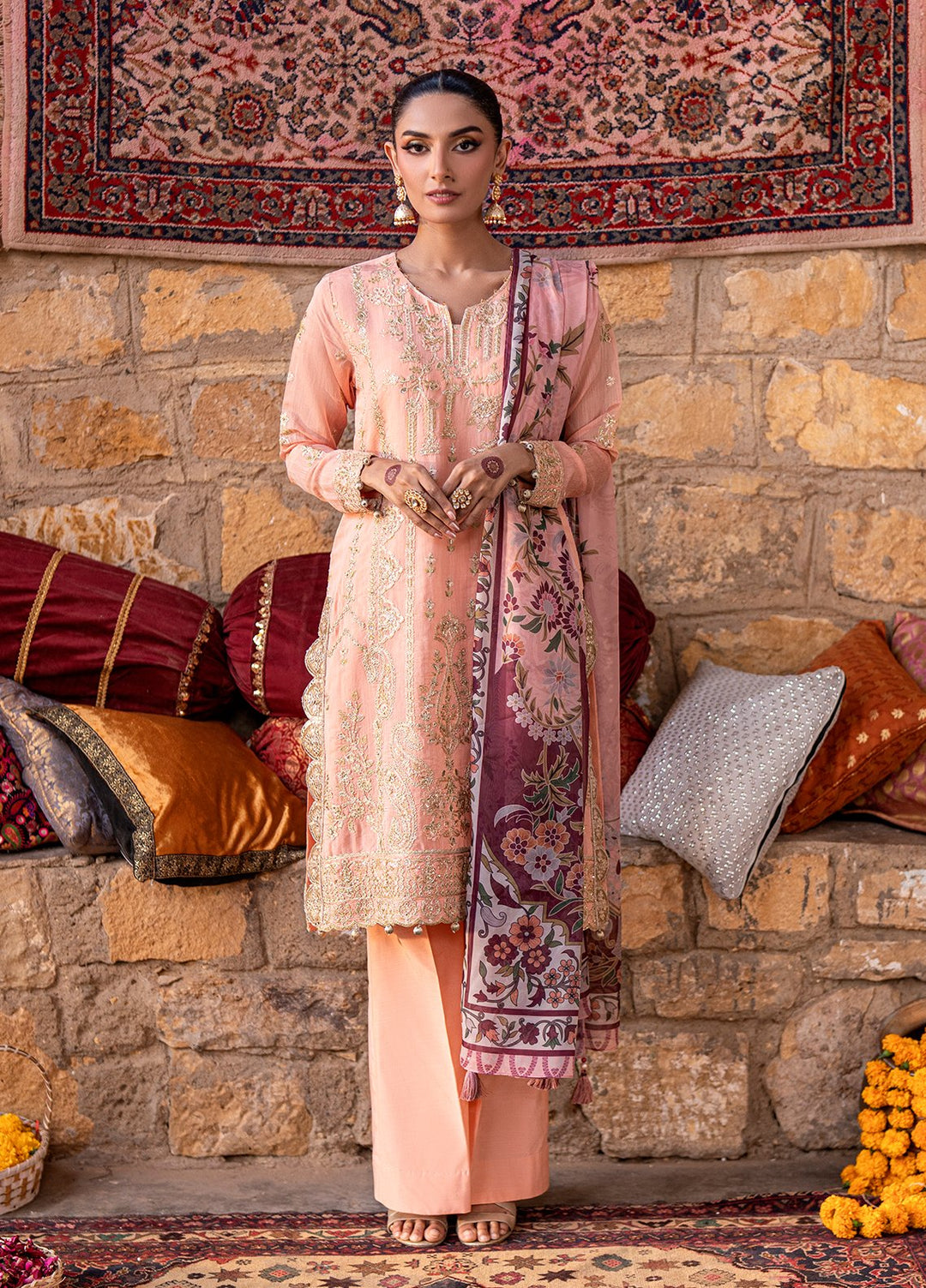 Shehnai by Salitex Embroidered Paper Cotton Suits Unstitched 3 Piece SUNW6NO027UT - Festive Collection