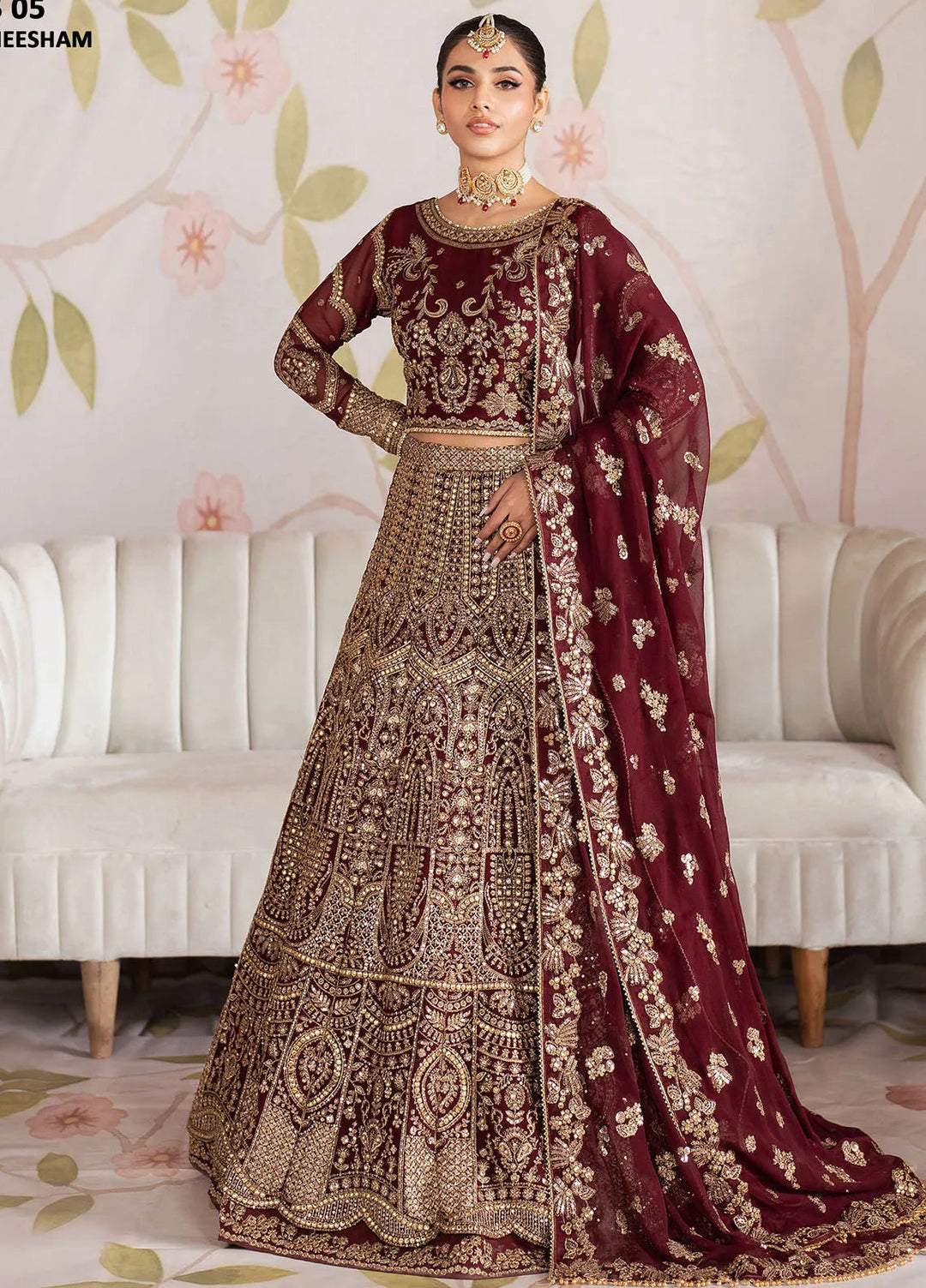 Shehnai by Zarif Embroidered Chiffon Suit Unstitched 3 Piece ZR25UF ZS-05 Sheesham - Formals Collection