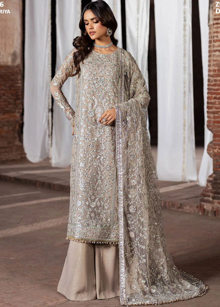Shehnai by Zarif Embroidered Net Suit Unstitched 3 Piece ZR25UF ZS-06 Dooriya - Formals Collection