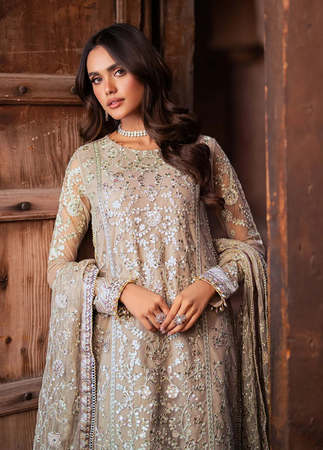 Shehnai by Zarif Embroidered Net Suit Unstitched 3 Piece ZR25UF ZS-06 Dooriya - Formals Collection