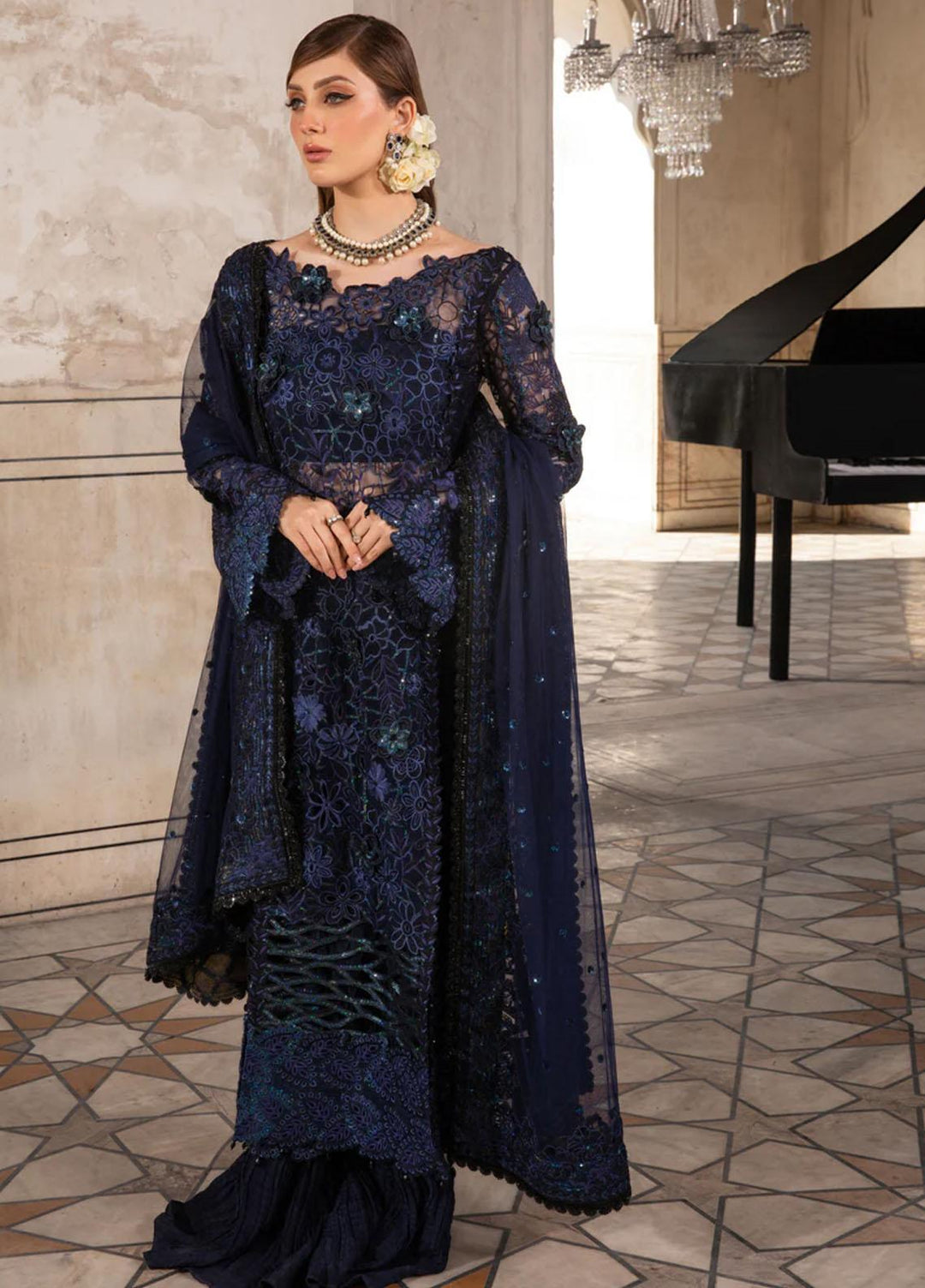 Shehnaiya By Rang Rasiya Embroidered Net Suits Unstitched 4 Piece RR23SH D-02 Malika - Wedding Collection