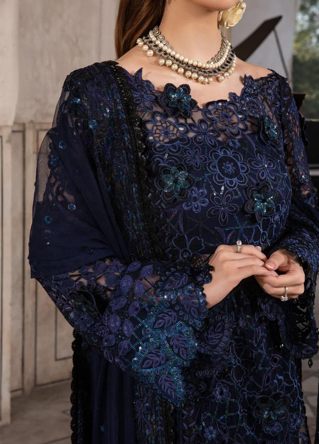 Shehnaiya By Rang Rasiya Embroidered Net Suits Unstitched 4 Piece RR23SH D-02 Malika - Wedding Collection