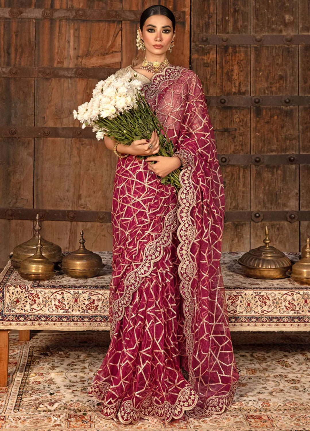 Shehnaiya By Rang Rasiya Embroidered Raw Silk  Unstitched Saree RR23SH D-06 Nafisa - Wedding Collection