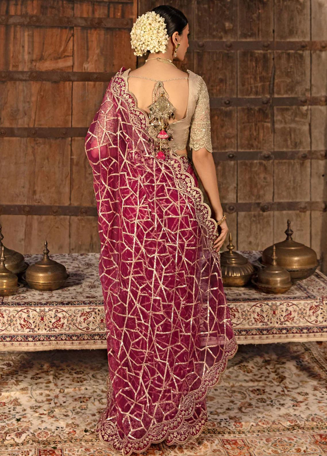 Shehnaiya By Rang Rasiya Embroidered Raw Silk  Unstitched Saree RR23SH D-06 Nafisa - Wedding Collection