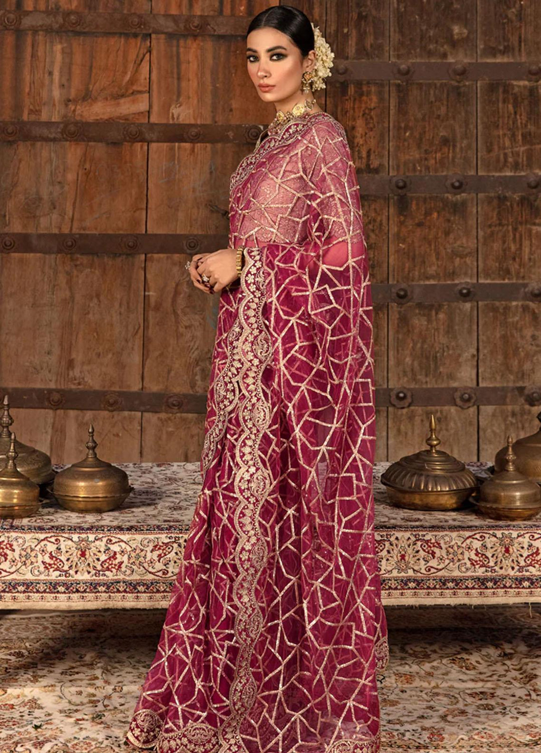 Shehnaiya By Rang Rasiya Embroidered Raw Silk  Unstitched Saree RR23SH D-06 Nafisa - Wedding Collection