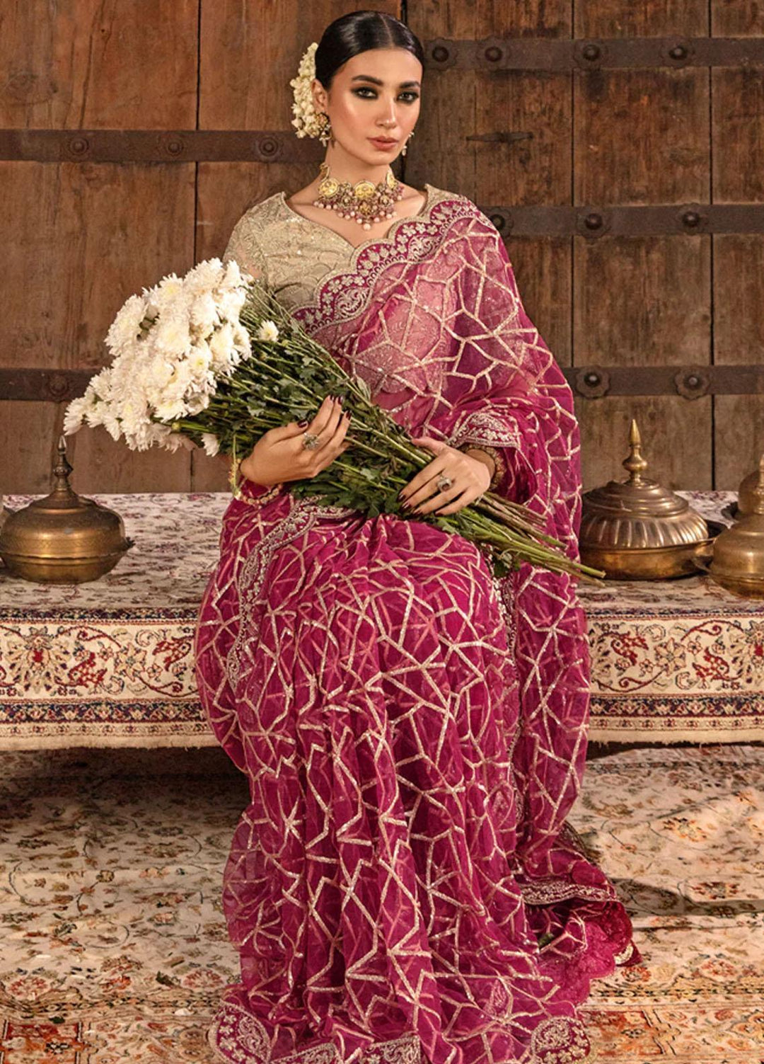 Shehnaiya By Rang Rasiya Embroidered Raw Silk  Unstitched Saree RR23SH D-06 Nafisa - Wedding Collection