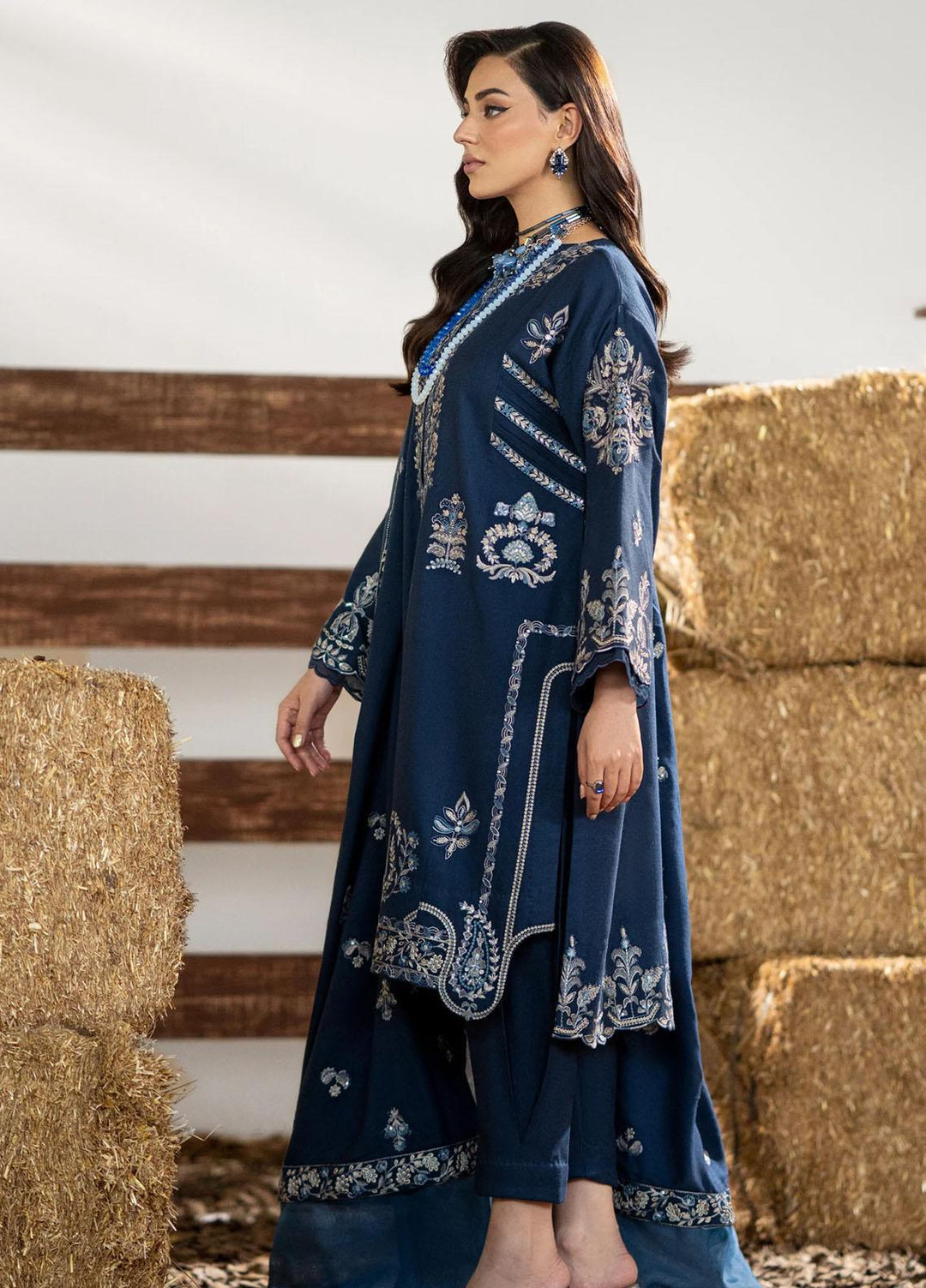 Shehr Bano By Maryum N Maria Embroidered Leather Peach Suits Unstitched 3 Piece MNM23SB MW23551 Birva - Winter Collection