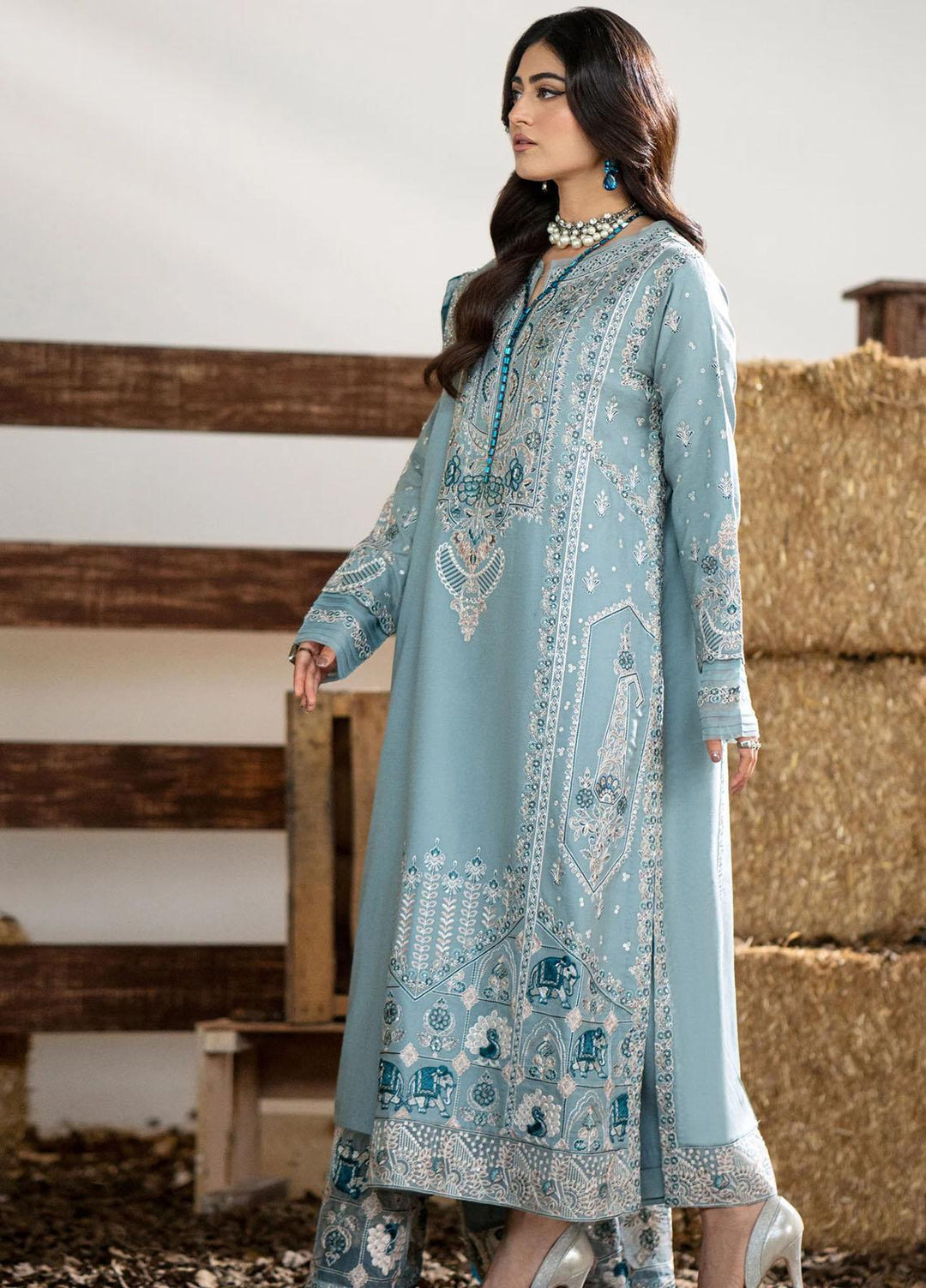 Shehr Bano By Maryum N Maria Embroidered Leather Peach Suits Unstitched 3 Piece MNM23SB MW23557 Preet - Winter Collection