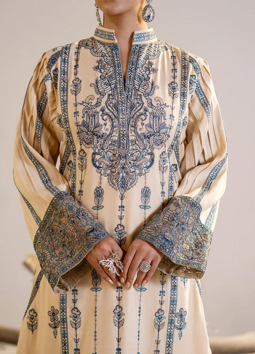 Shehr Bano By Maryum N Maria Embroidered Leather Peach Suits Unstitched 3 Piece MNM23SB MW23559 Dalbir - Winter Collection
