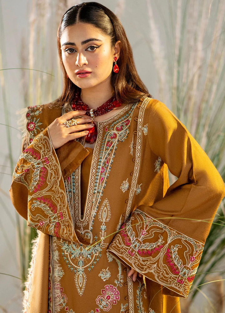 Maryum N Maria Pret Embroidered Leather Peach 3 Piece Suit MW23064 HARLEEN