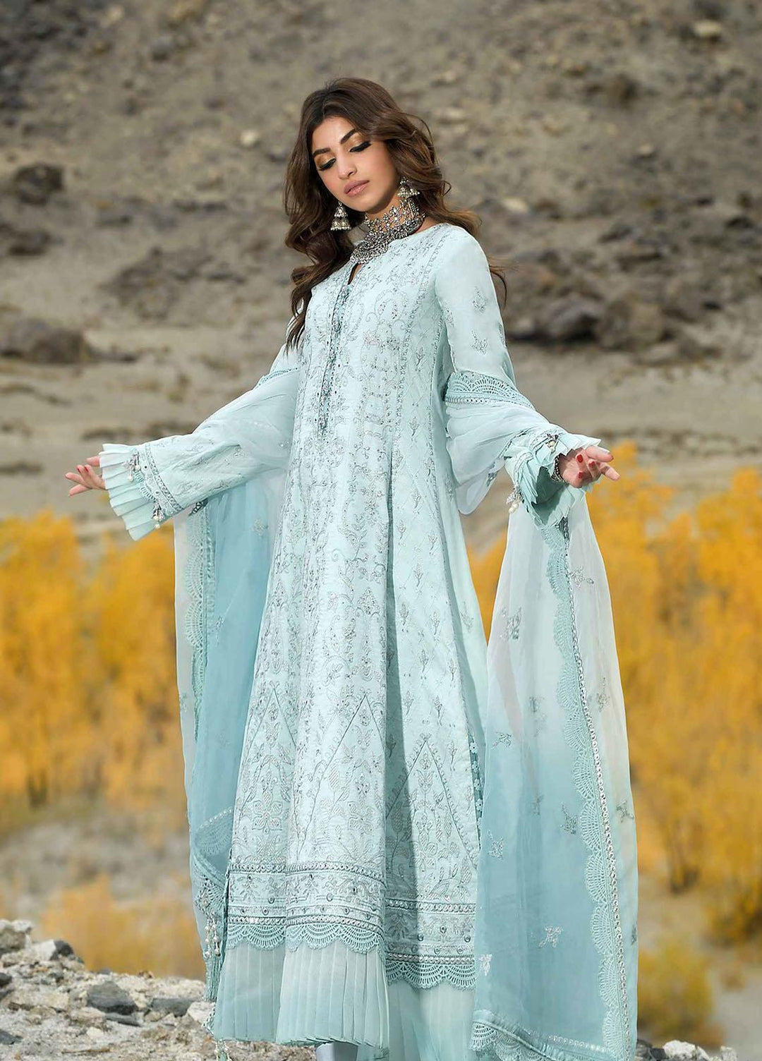 Shehr-e-Yaar By Asim Jofa Embroidered Lawn Suits Unstitched 3 Piece AJ22SY AJSL 11 - Luxury Collection