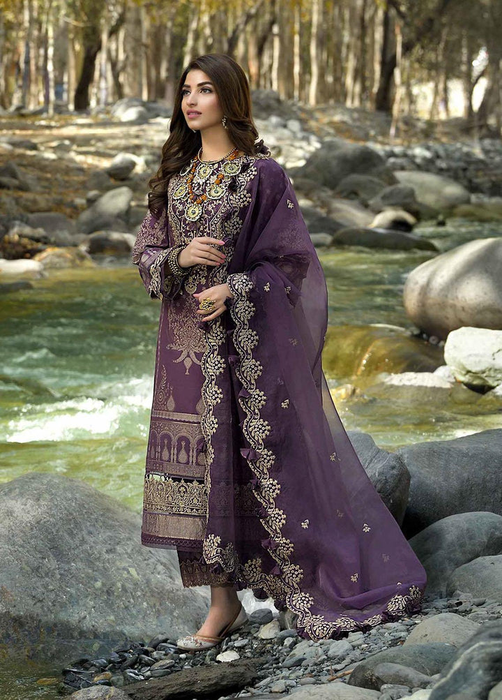 Shehr-e-Yaar By Asim Jofa Embroidered  Organza Suits Unstitched 3 Piece AJ22SY AJSL 12 - Luxury Collection