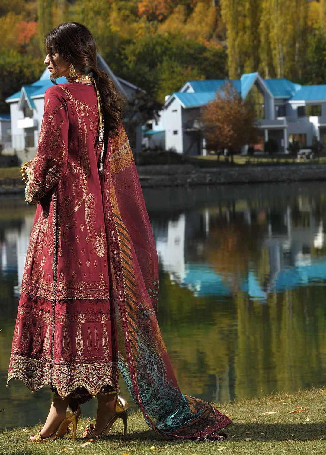 Shehr-e-Yaar By Asim Jofa Embroidered Organza Suits Unstitched 3 Piece AJ22SY AJSL 15 - Luxury Collection