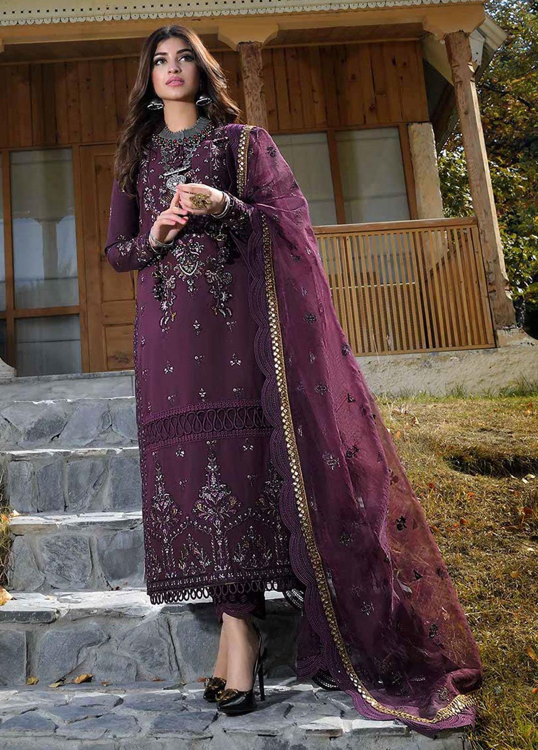 Shehr-e-Yaar By Asim Jofa Embroidered Lawn Suits Unstitched 3 Piece AJ22SY AJSL 16 - Luxury Collection