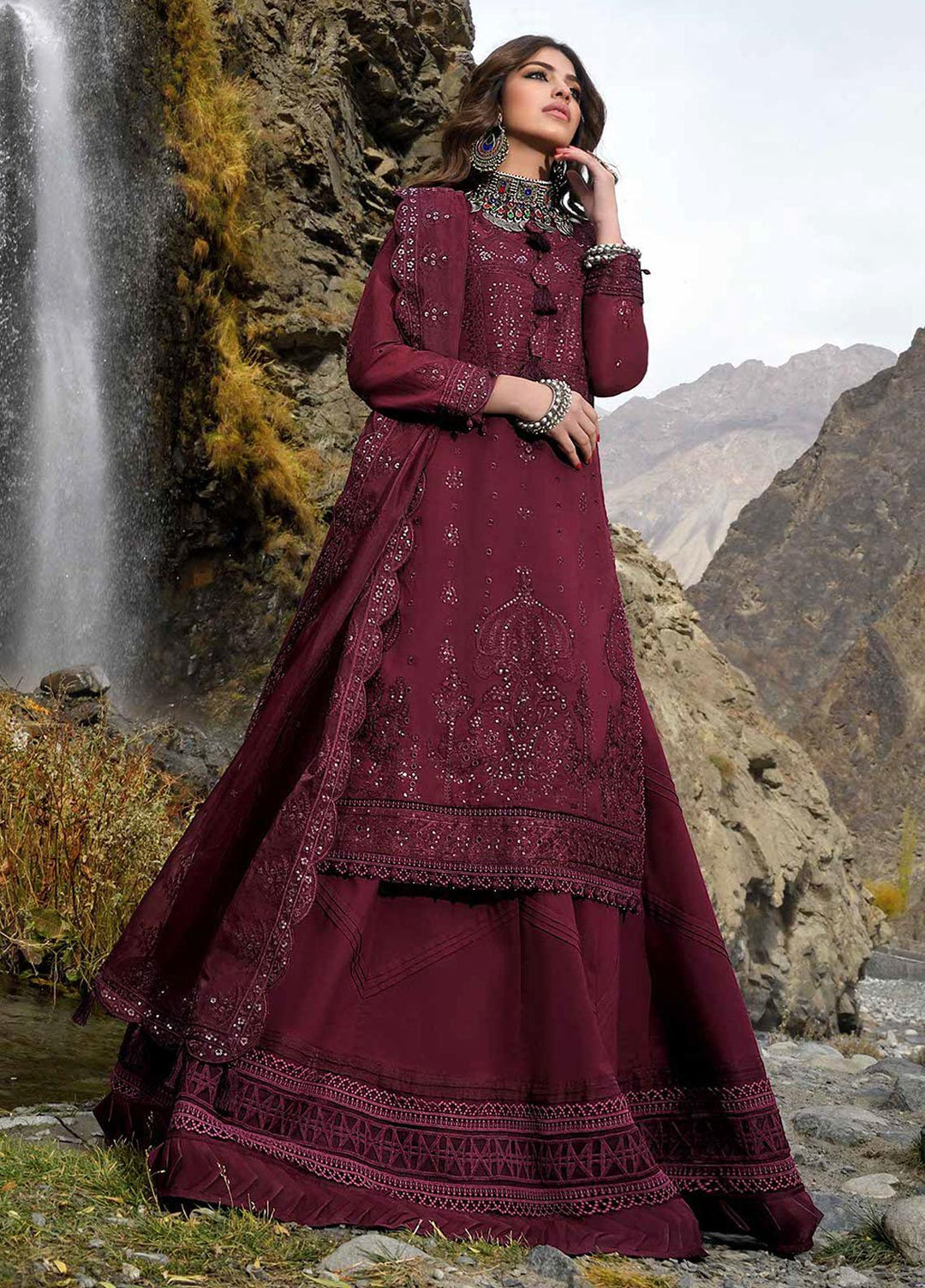 Shehr-e-Yaar By Asim Jofa Embroidered Lawn Suits Unstitched 3 Piece AJ22SY AJSL 19 - Luxury Collection