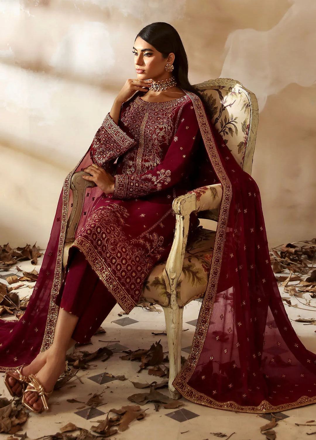 Shehrnaaz By Gulaal Embroidered Silk Suit Unstitched 3 Piece GL24SR GL-SD-24-01 Ramail - Formal Collection