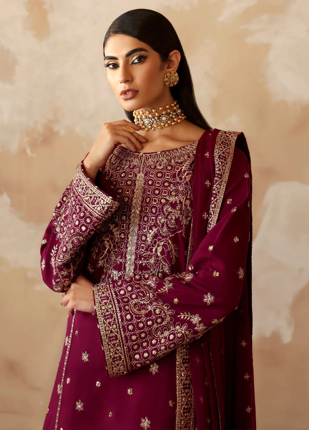 Shehrnaaz By Gulaal Embroidered Silk Suit Unstitched 3 Piece GL24SR GL-SD-24-01 Ramail - Formal Collection